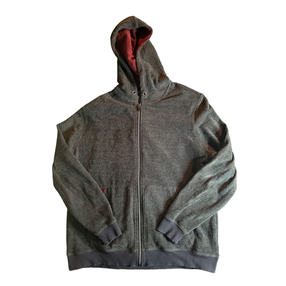 Robert Graham Classic Fit Zip Hoodie Mens 2XL Gray Textured Fleece Lined Hood